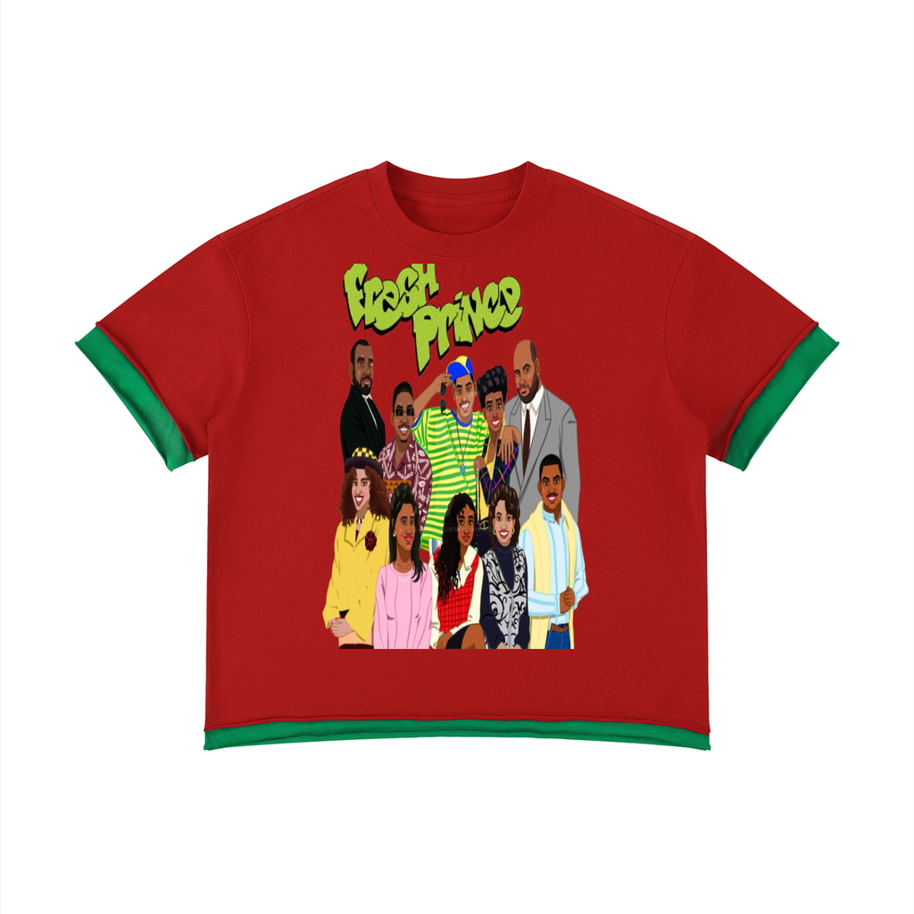 Unisex Boxy Color Block fresh prince T-Shirt