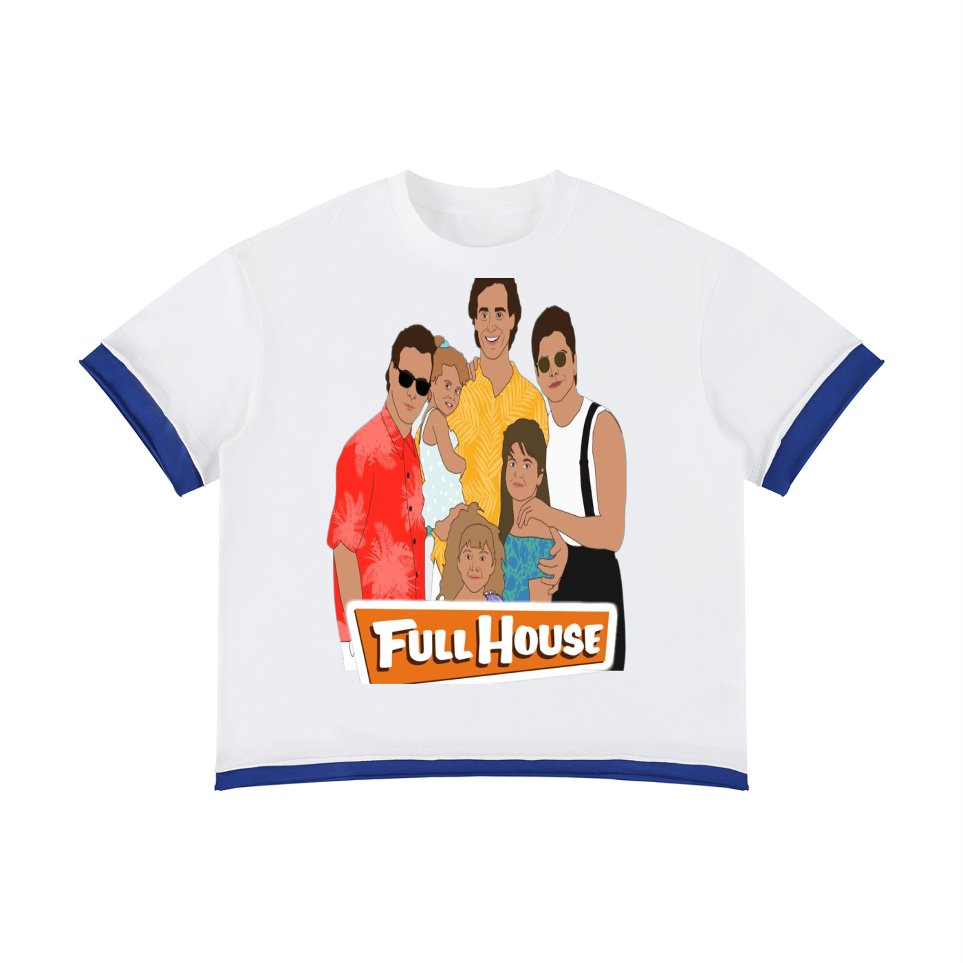 Unisex Boxy Color Block full house T-Shirt