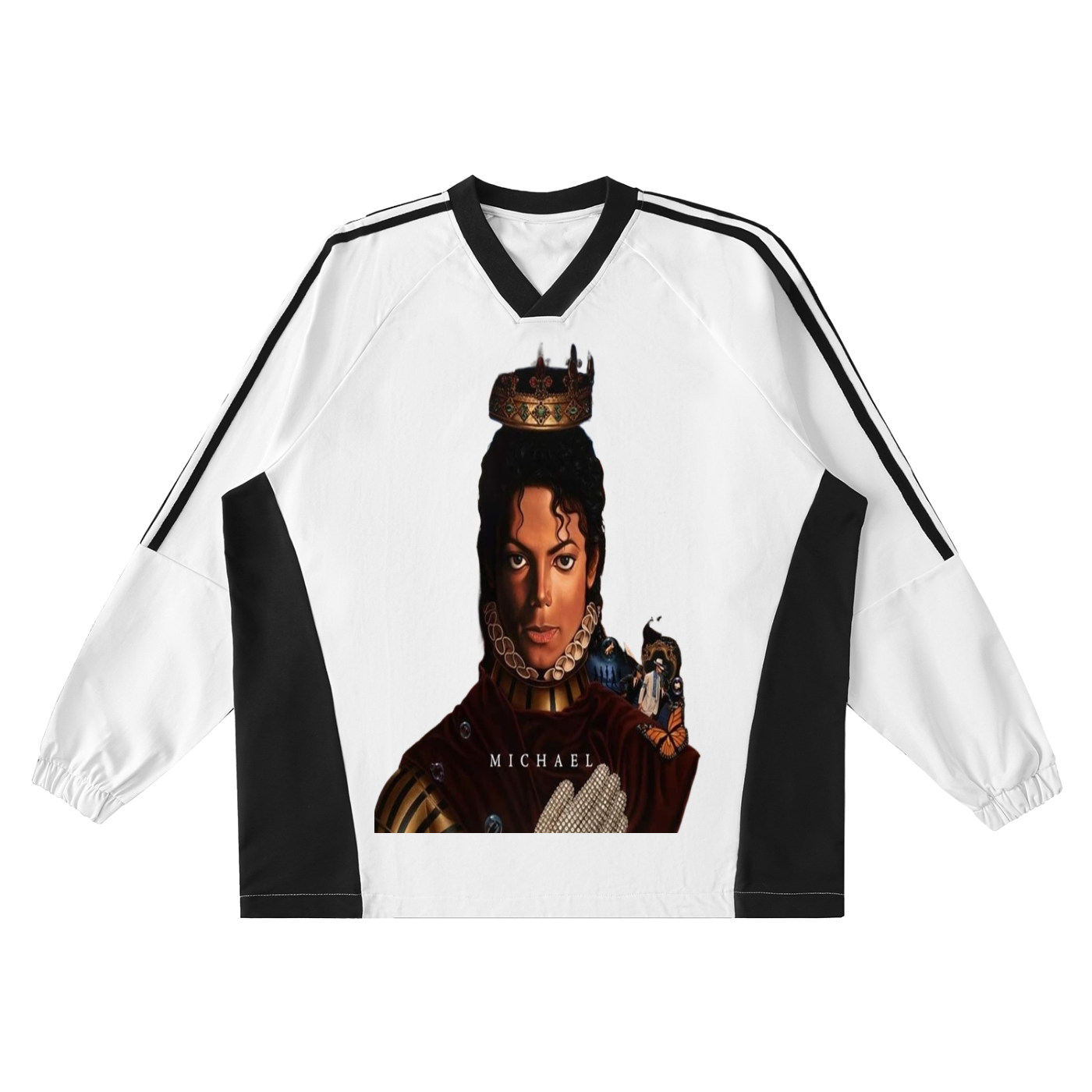 Color-Block V-Neck Long-Sleeve T-Shirt M.J