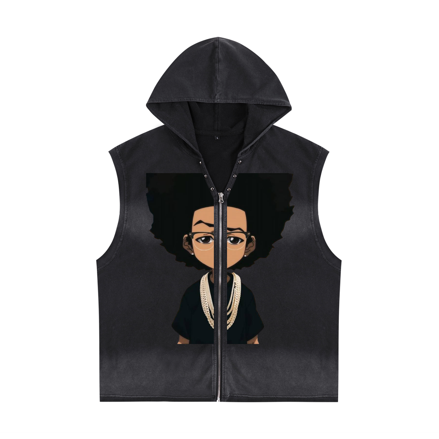 Vintage Washed Zip-Up Hooded Tank Top